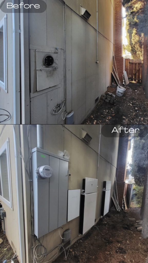 Before and after picture of the fifth main panel upgrade to the Smart Main Panel